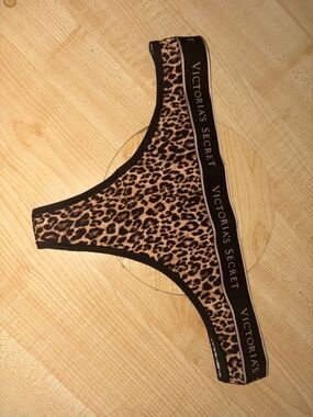 Victoria's Secret Leopard Logo Bikini Panty - Brown & Black